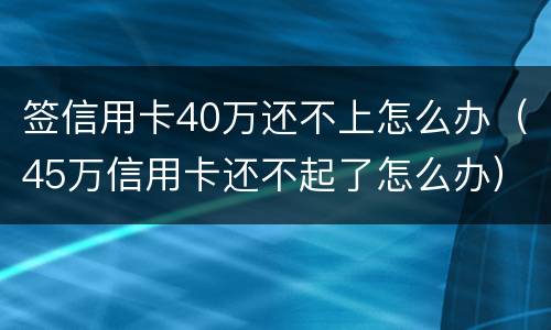 签信用卡40万还不上怎么办（45万信用卡还不起了怎么办）
