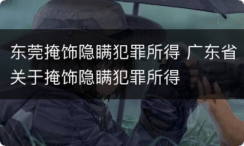东莞掩饰隐瞒犯罪所得 广东省关于掩饰隐瞒犯罪所得
