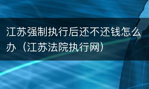 江苏强制执行后还不还钱怎么办（江苏法院执行网）