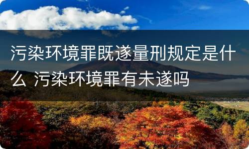 污染环境罪既遂量刑规定是什么 污染环境罪有未遂吗