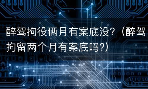 醉驾拘役俩月有案底没?（醉驾拘留两个月有案底吗?）