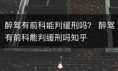 醉驾有前科能判缓刑吗？ 醉驾有前科能判缓刑吗知乎