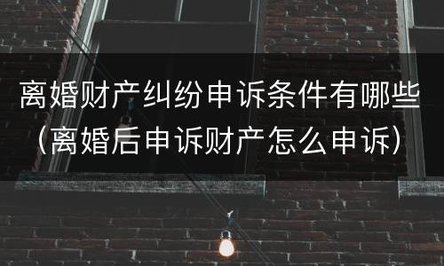 离婚财产纠纷申诉条件有哪些（离婚后申诉财产怎么申诉）