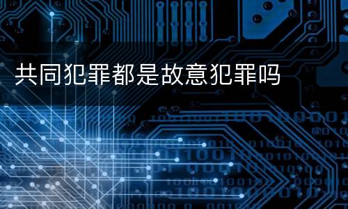 共同犯罪都是故意犯罪吗