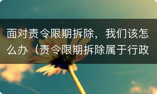 面对责令限期拆除，我们该怎么办（责令限期拆除属于行政处罚吗）