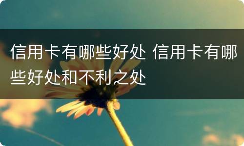 信用卡有哪些好处 信用卡有哪些好处和不利之处