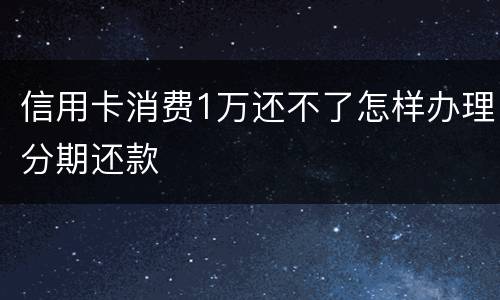 信用卡消费1万还不了怎样办理分期还款