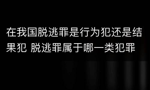 在我国脱逃罪是行为犯还是结果犯 脱逃罪属于哪一类犯罪