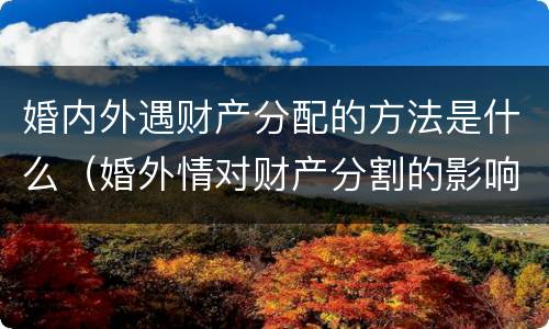 婚内外遇财产分配的方法是什么（婚外情对财产分割的影响）