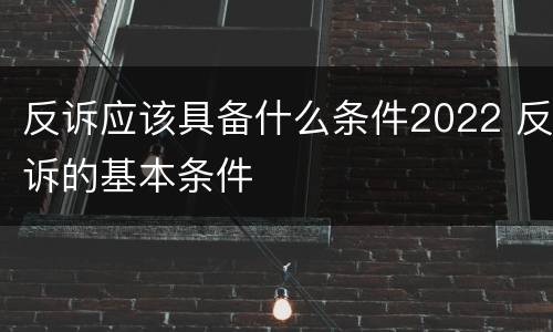 反诉应该具备什么条件2022 反诉的基本条件