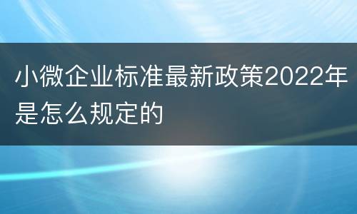 小微企业标准最新政策2022年是怎么规定的