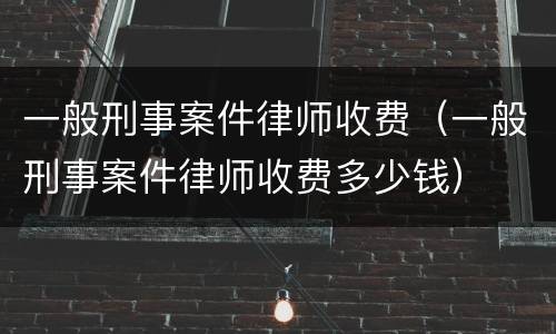 一般刑事案件律师收费（一般刑事案件律师收费多少钱）