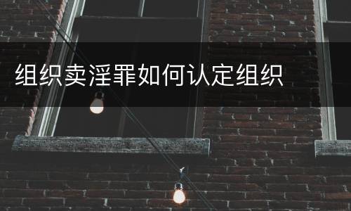 组织卖淫罪如何认定组织