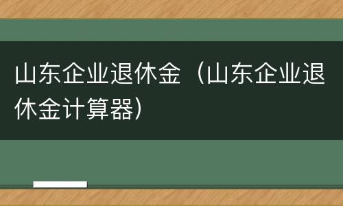 山东企业退休金（山东企业退休金计算器）