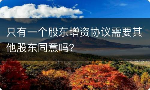 只有一个股东增资协议需要其他股东同意吗？