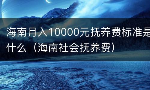海南月入10000元抚养费标准是什么（海南社会抚养费）