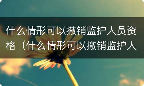 什么情形可以撤销监护人员资格（什么情形可以撤销监护人员资格申请）