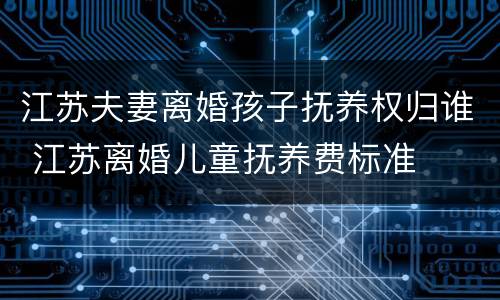 江苏夫妻离婚孩子抚养权归谁 江苏离婚儿童抚养费标准