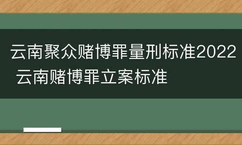 云南聚众赌博罪量刑标准2022 云南赌博罪立案标准