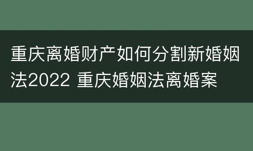 重庆离婚财产如何分割新婚姻法2022 重庆婚姻法离婚案