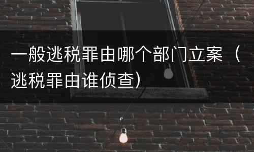 一般逃税罪由哪个部门立案（逃税罪由谁侦查）