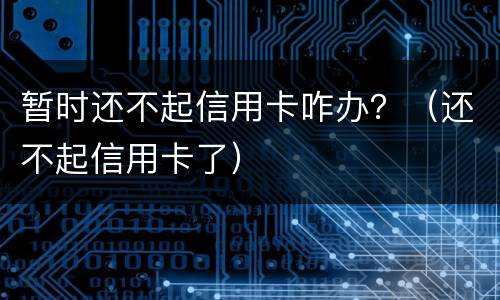 暂时还不起信用卡咋办？（还不起信用卡了）