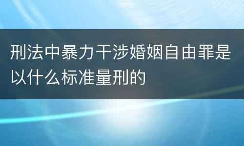 刑法中暴力干涉婚姻自由罪是以什么标准量刑的