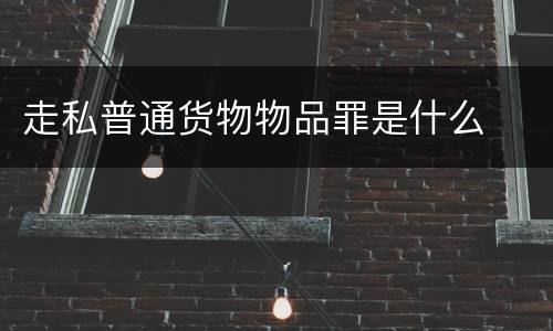走私普通货物物品罪是什么