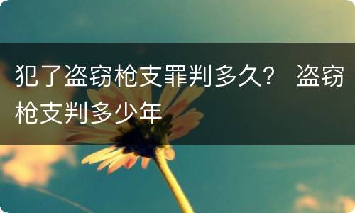 犯了盗窃枪支罪判多久？ 盗窃枪支判多少年