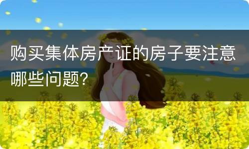 购买集体房产证的房子要注意哪些问题？