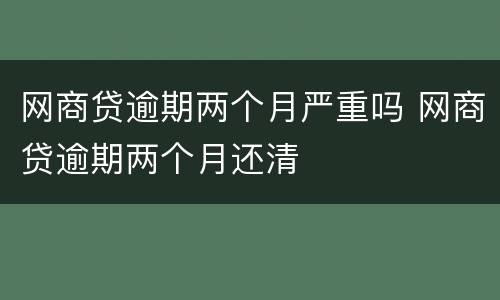 网商贷逾期两个月严重吗 网商贷逾期两个月还清