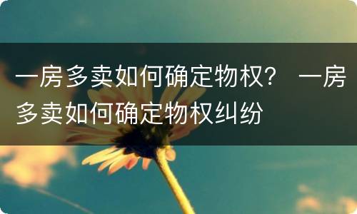 一房多卖如何确定物权？ 一房多卖如何确定物权纠纷