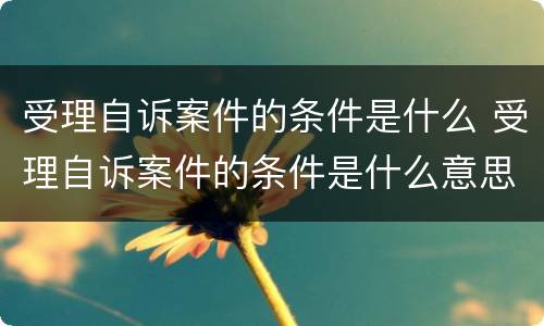受理自诉案件的条件是什么 受理自诉案件的条件是什么意思