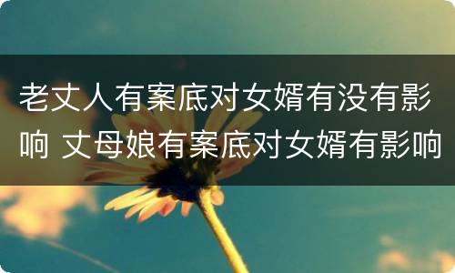 老丈人有案底对女婿有没有影响 丈母娘有案底对女婿有影响吗