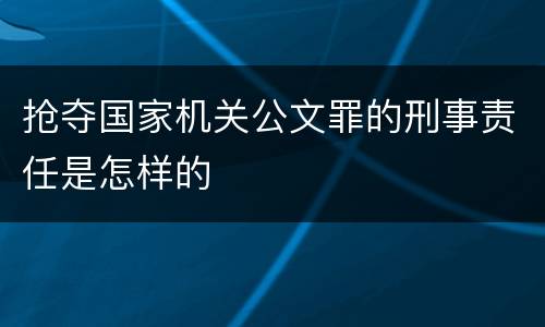 抢夺国家机关公文罪的刑事责任是怎样的