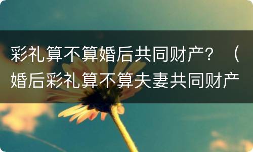 彩礼算不算婚后共同财产？（婚后彩礼算不算夫妻共同财产）