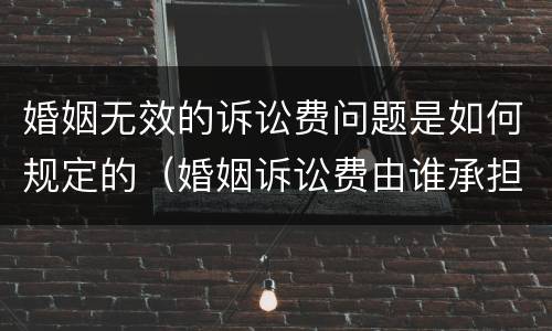婚姻无效的诉讼费问题是如何规定的（婚姻诉讼费由谁承担）