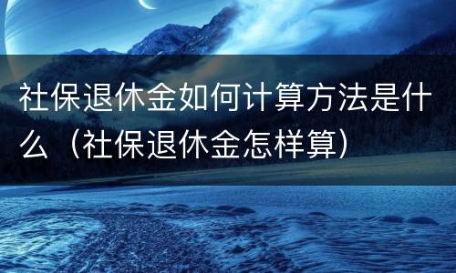 社保退休金如何计算方法是什么（社保退休金怎样算）