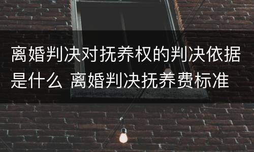 离婚判决对抚养权的判决依据是什么 离婚判决抚养费标准