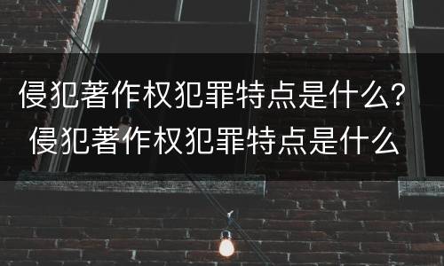 侵犯著作权犯罪特点是什么？ 侵犯著作权犯罪特点是什么