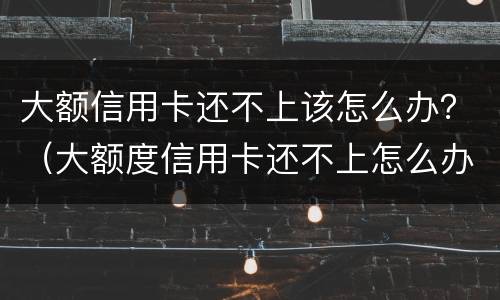 大额信用卡还不上该怎么办？（大额度信用卡还不上怎么办）
