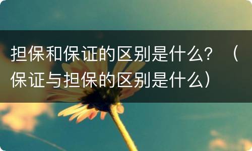 担保和保证的区别是什么？（保证与担保的区别是什么）