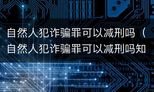 自然人犯诈骗罪可以减刑吗（自然人犯诈骗罪可以减刑吗知乎）