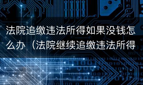 法院追缴违法所得如果没钱怎么办（法院继续追缴违法所得但是没有钱怎么办）