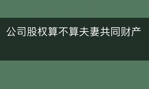 公司股权算不算夫妻共同财产