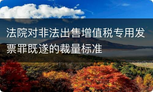 法院对非法出售增值税专用发票罪既遂的裁量标准