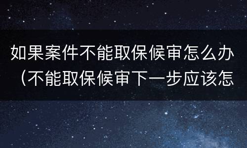如果案件不能取保候审怎么办（不能取保候审下一步应该怎么办）