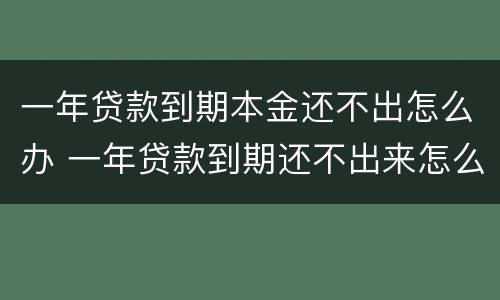 一年贷款到期本金还不出怎么办 一年贷款到期还不出来怎么办