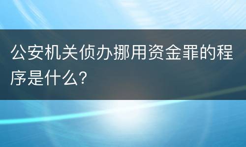 公安机关侦办挪用资金罪的程序是什么？