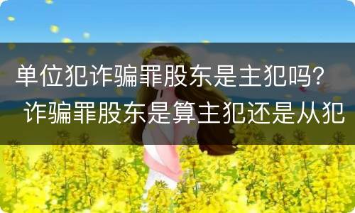 单位犯诈骗罪股东是主犯吗？ 诈骗罪股东是算主犯还是从犯
